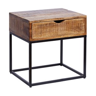 riess-ambiente Nachttisch IRON CRAFT - 45cm Mangoholz mit Schublade Beistelltisch Industrial 