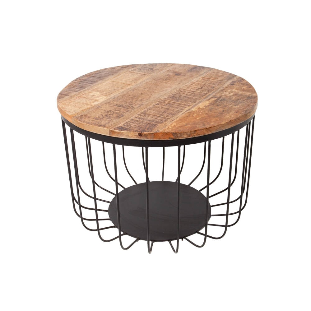 riess-ambiente Couchtisch FACTORY LOFT - 60cm natur Mangoholz schwarzes Metallgestell handmade massiv rund 