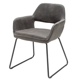 riess-ambiente Stuhl MUSTANG - antik grau Microfaser mit Armlehne 