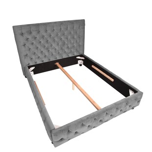 riess-ambiente Doppelbett PARIS - 180x200cm grau Samt Chesterfield 