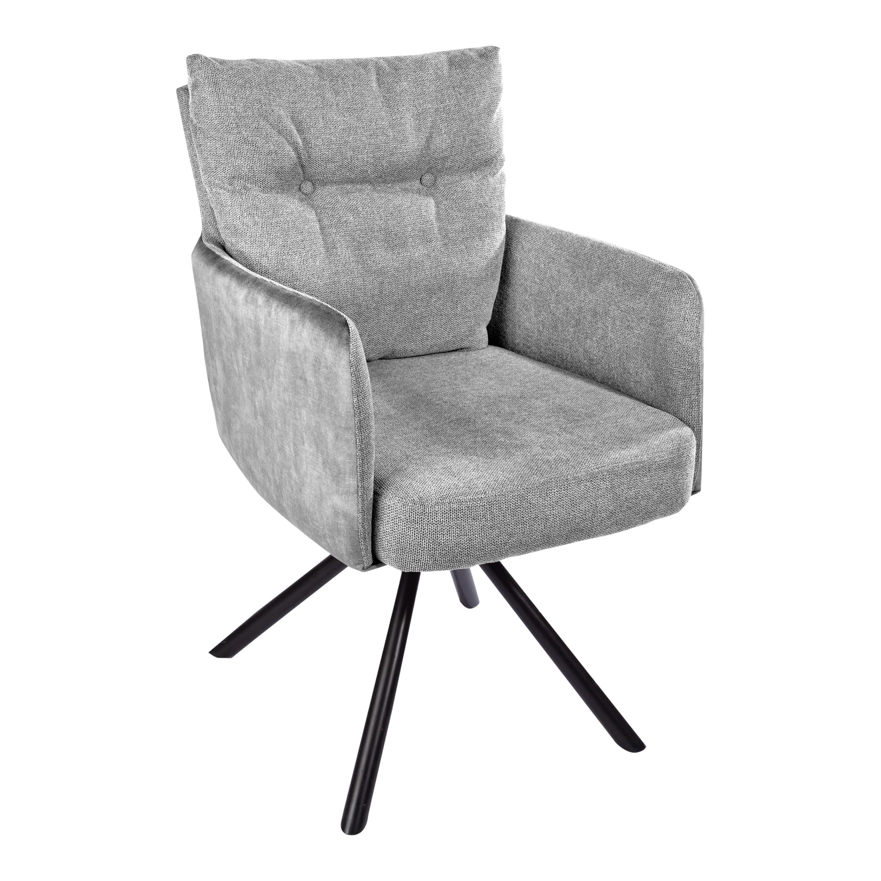 riess-ambiente Stuhl BIG GEORGE - drehbar grau Samt Strukturstoff Armlehnenstuhl Federkern Esszimmer 