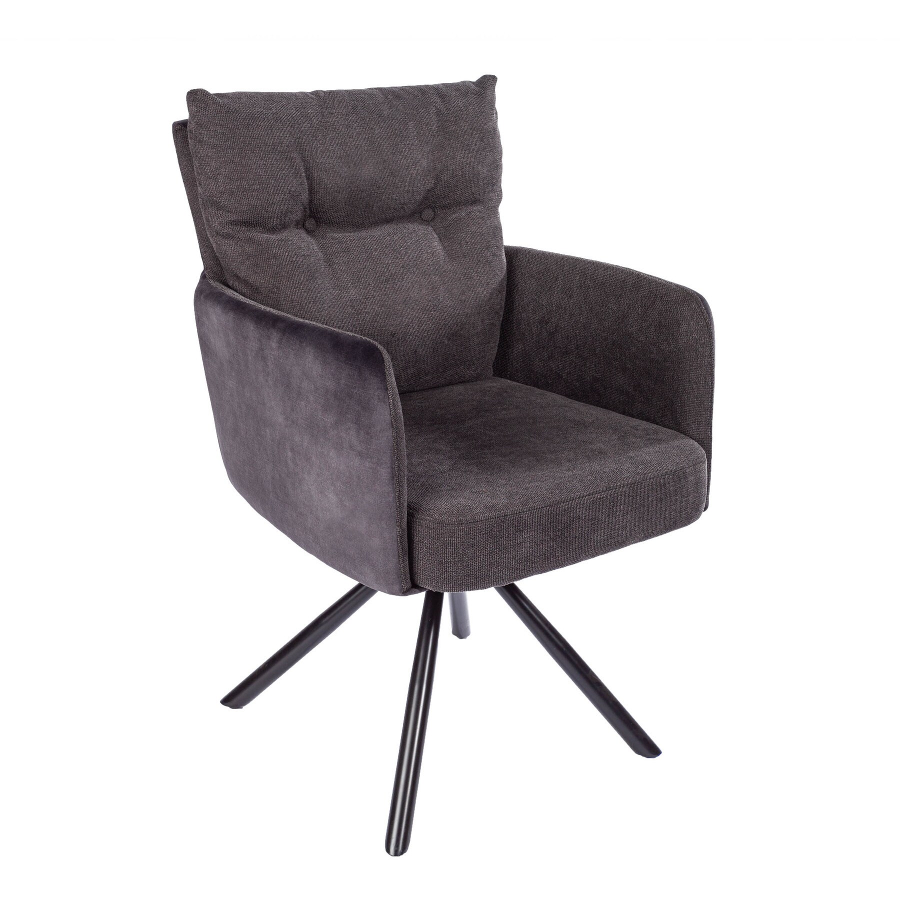 riess-ambiente Stuhl BIG GEORGE - drehbar anthrazit Samt Strukturstoff Armlehnenstuhl Federkern Esszimmer 