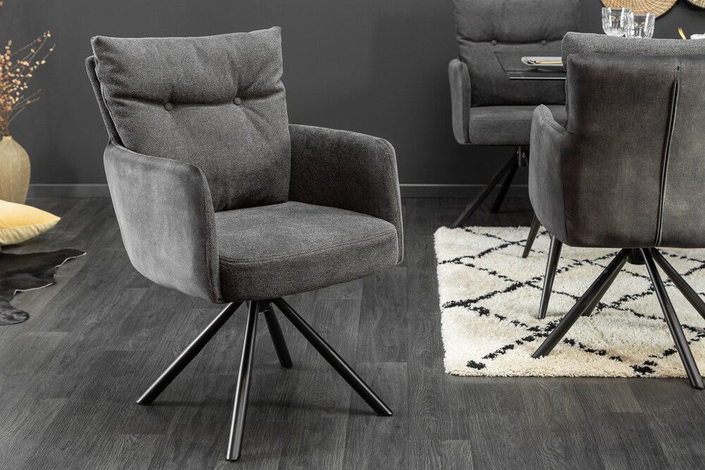 riess-ambiente Stuhl BIG GEORGE - drehbar anthrazit Samt 