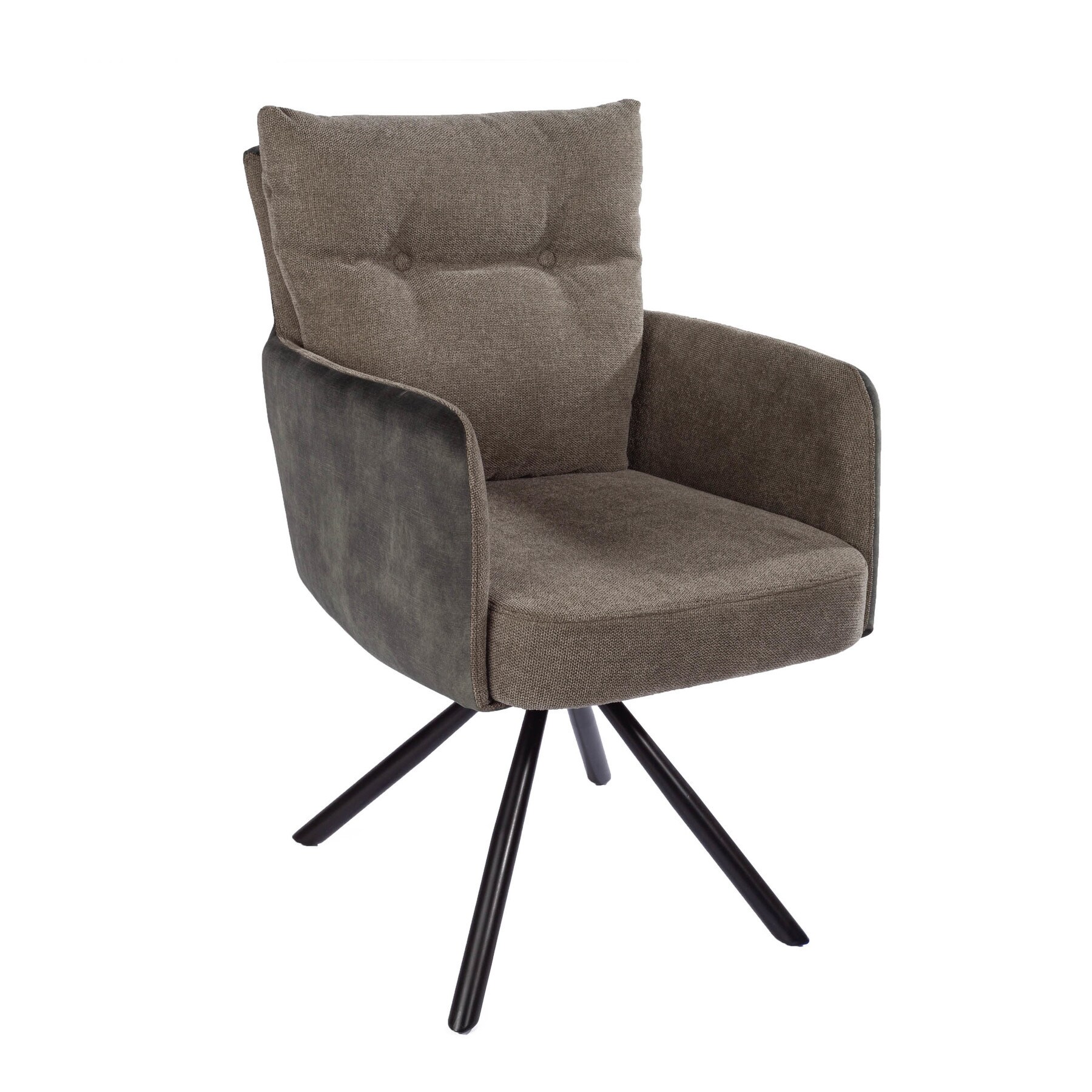 riess-ambiente Stuhl BIG GEORGE - drehbar gr&uuml;n Samt Strukturstoff Armlehnenstuhl Federkern Esszimmer 