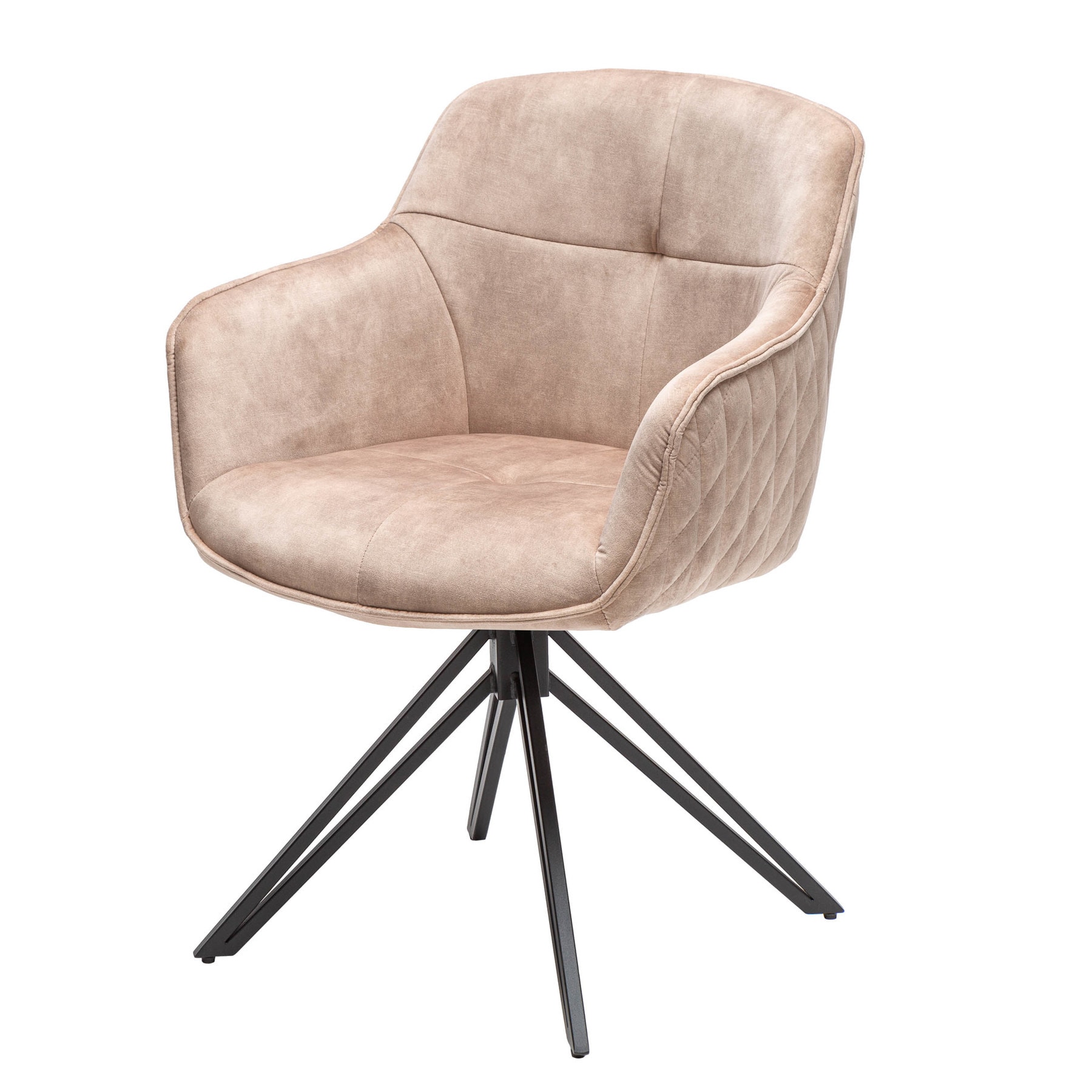 riess-ambiente Stuhl EUPHORIA - drehbar champagner greige Samt Armlehne Metallgestell schwarz Esszimmer 