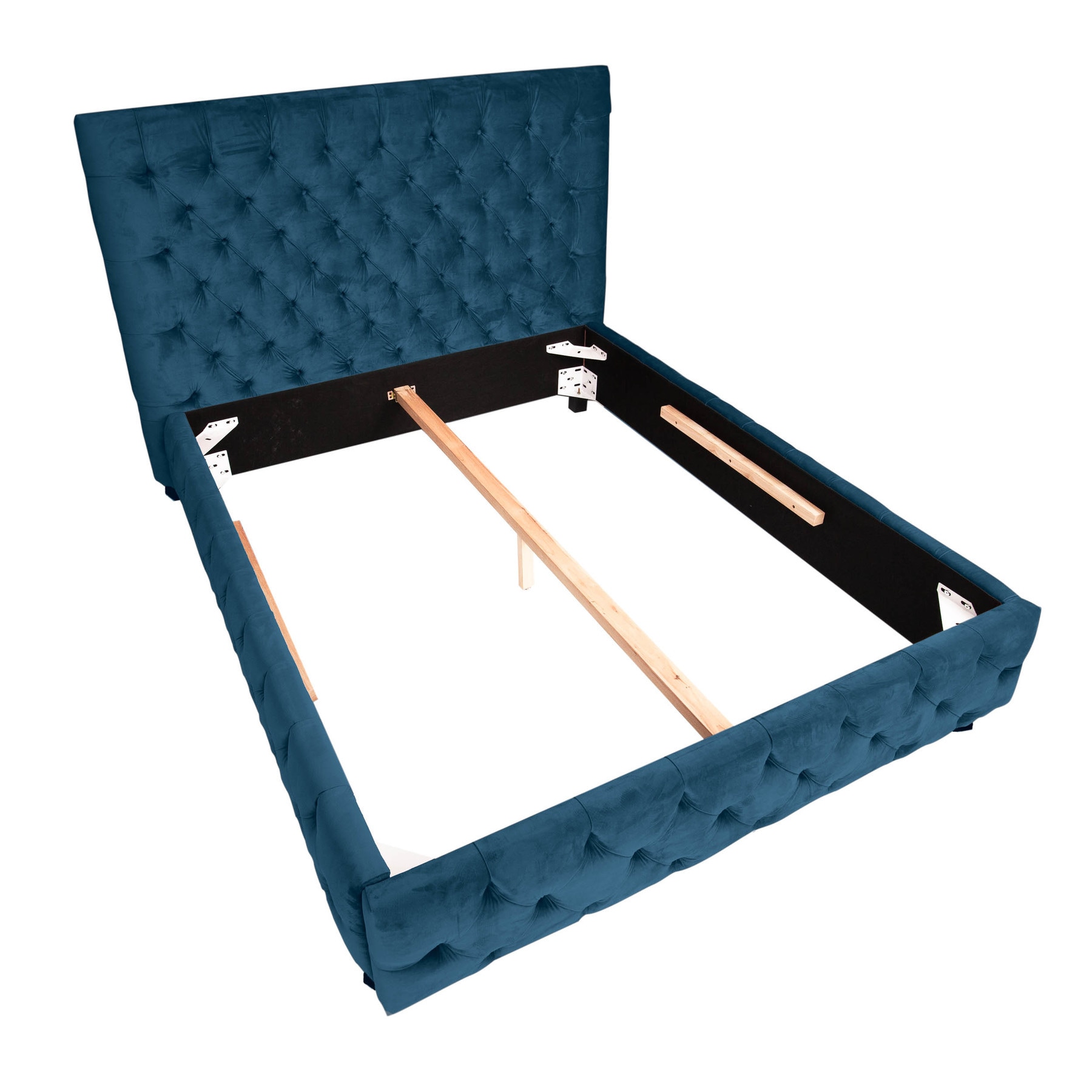 riess-ambiente Doppelbett PARIS - 180x200cm dunkelblau Samt Chesterfield 