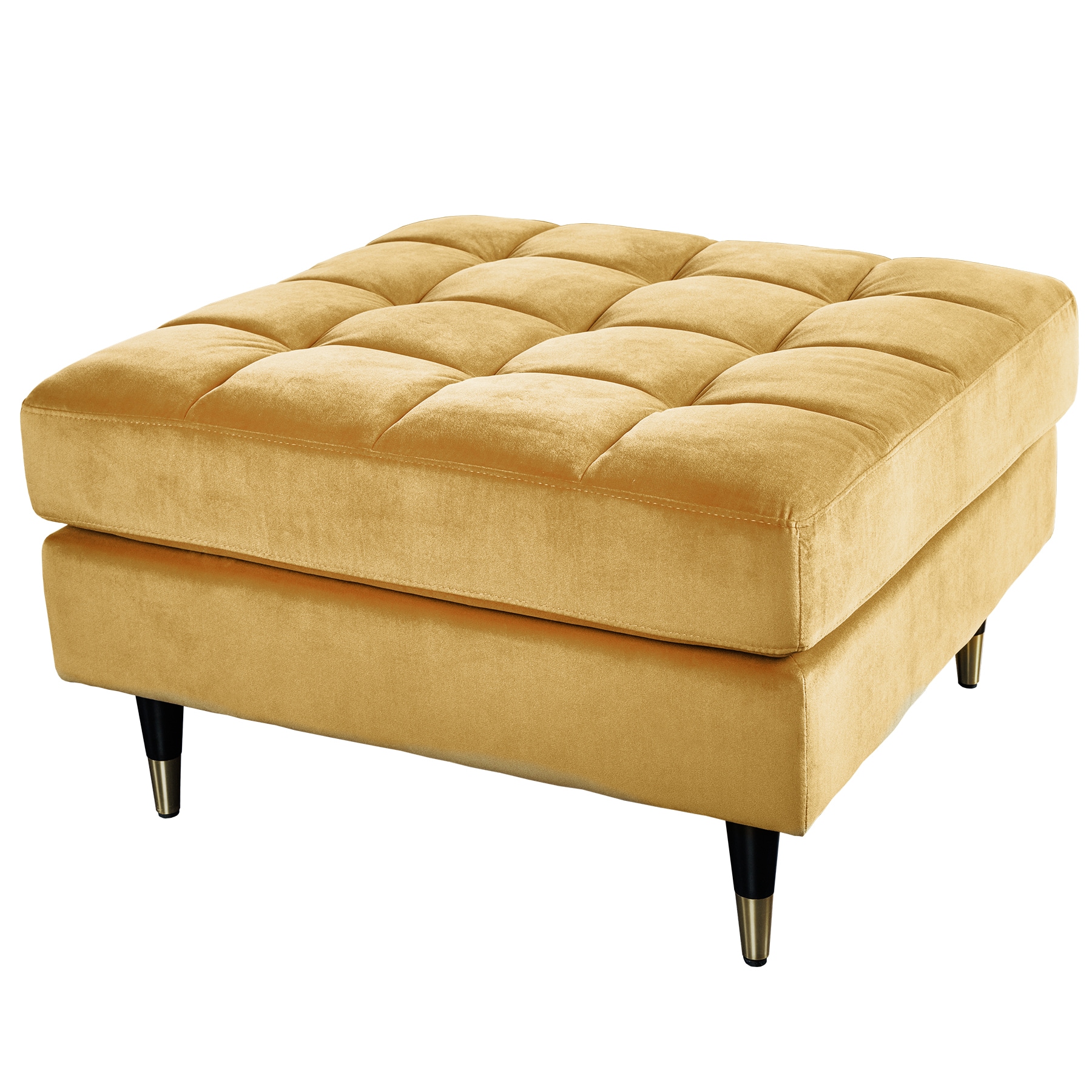 riess-ambiente Hocker COZY VELVET - 80cm senfgelb gold Samt Metallf&uuml;&szlig;e 