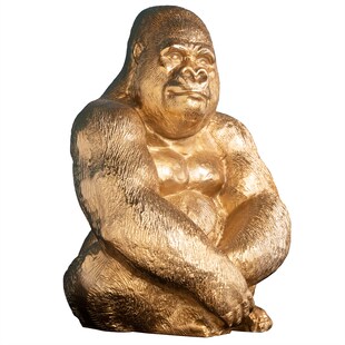 riess-ambiente Gorillafigur KONG - 40cm gold handmade Metall Skulptur Deko 