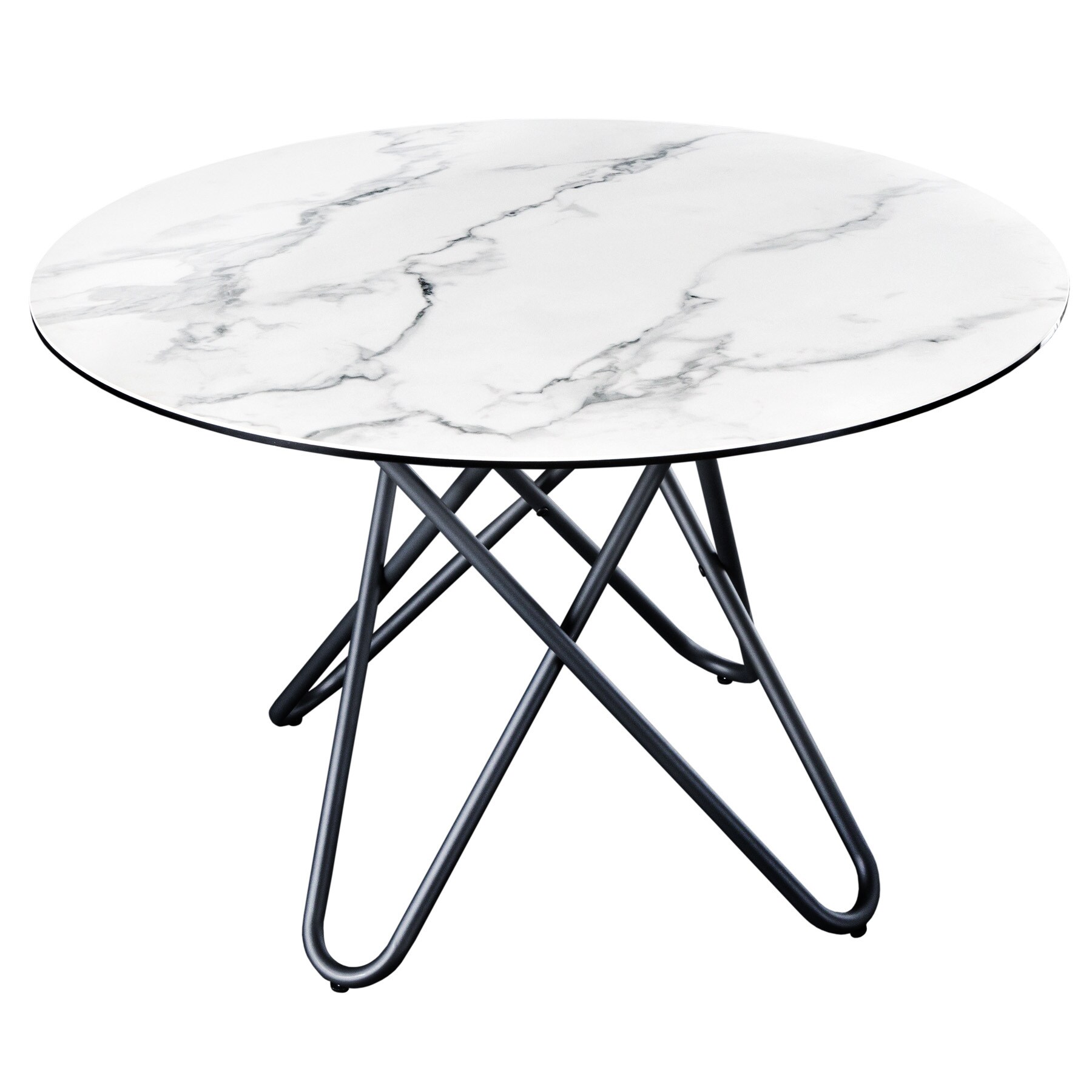 riess-ambiente Esstisch ELLIPSE - 120cm Marmor wei&szlig; Keramik Hairpin Legs made in Italy rund 