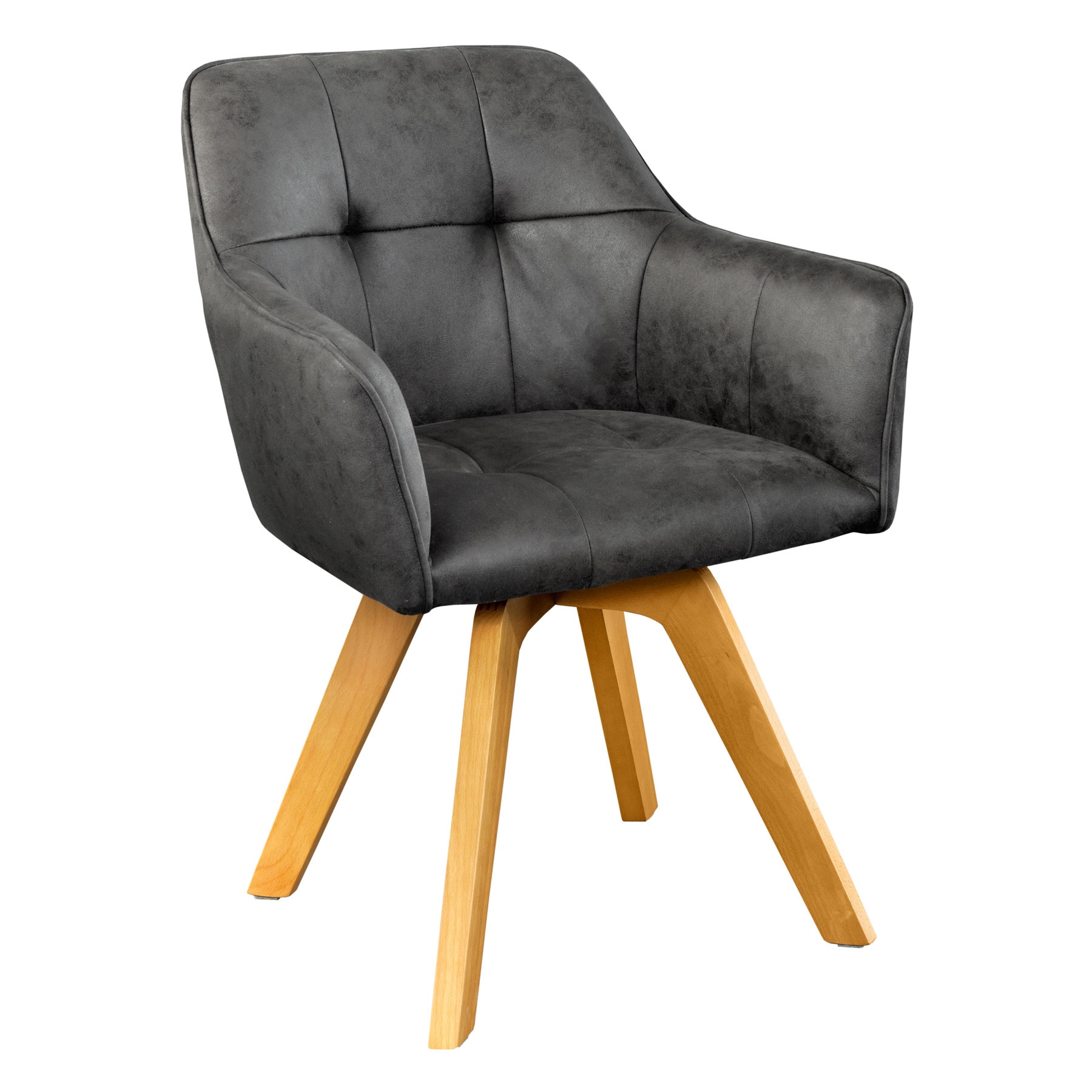 riess-ambiente Stuhl LOFT - antik grau drehbar Gestell aus massivem Buchenholz mit Armlehne 