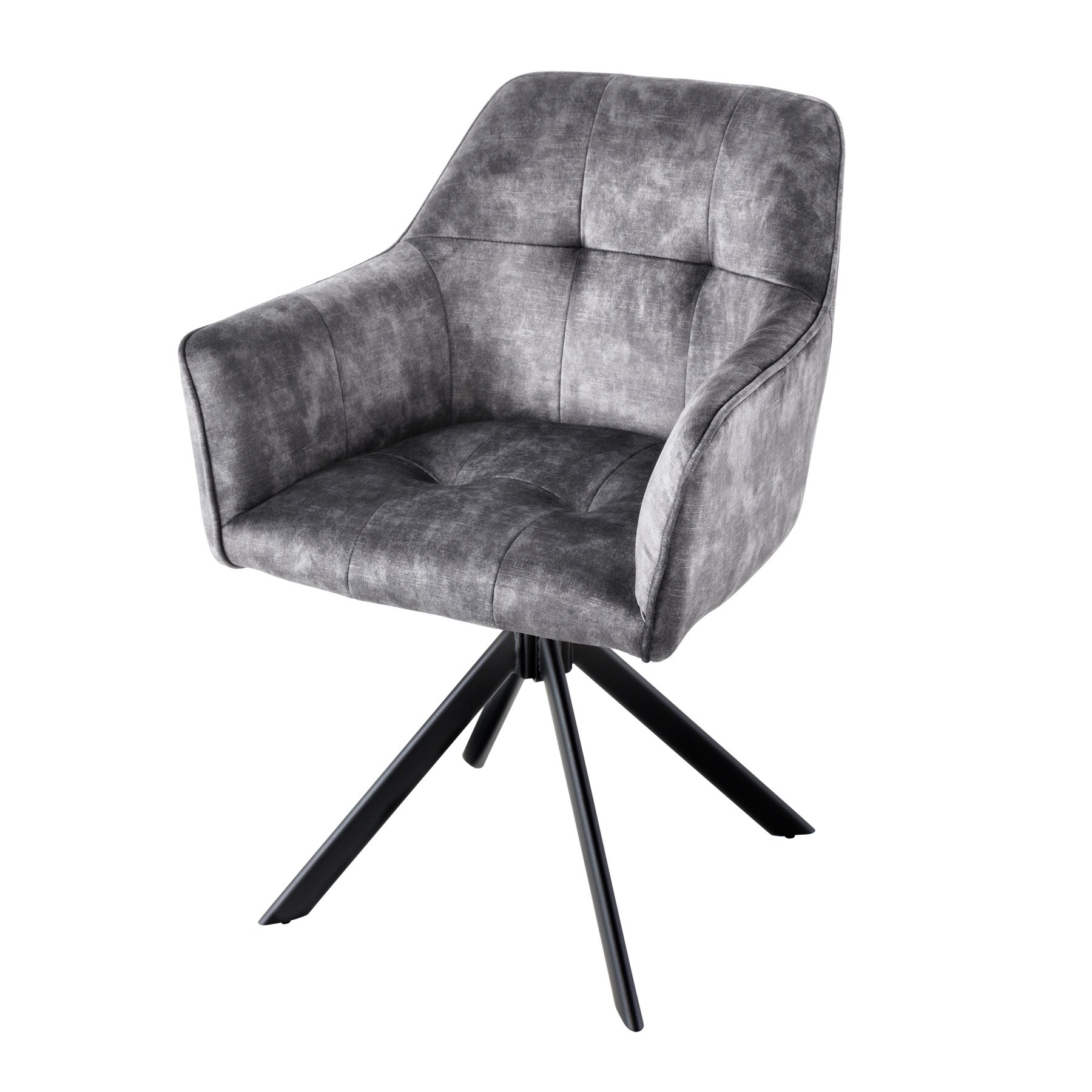 riess-ambiente Stuhl LOFT - dunkelgrau Samt drehbar Metallgestell schwarz mit Armlehne 