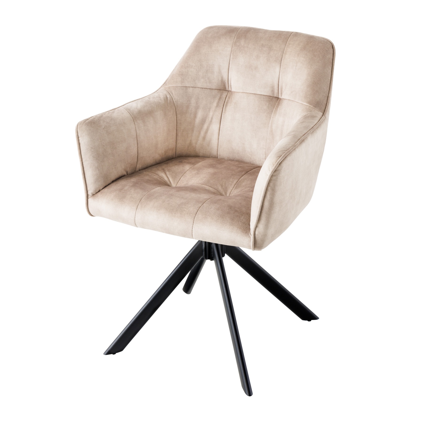riess-ambiente Stuhl LOFT - champagner Samt drehbar Metallgestell schwarz mit Armlehne 