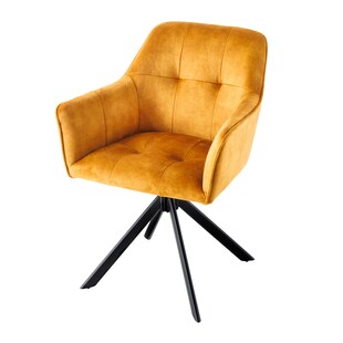 riess-ambiente Stuhl LOFT - senfgelb Samt drehbar Metallgestell schwarz mit Armlehne 