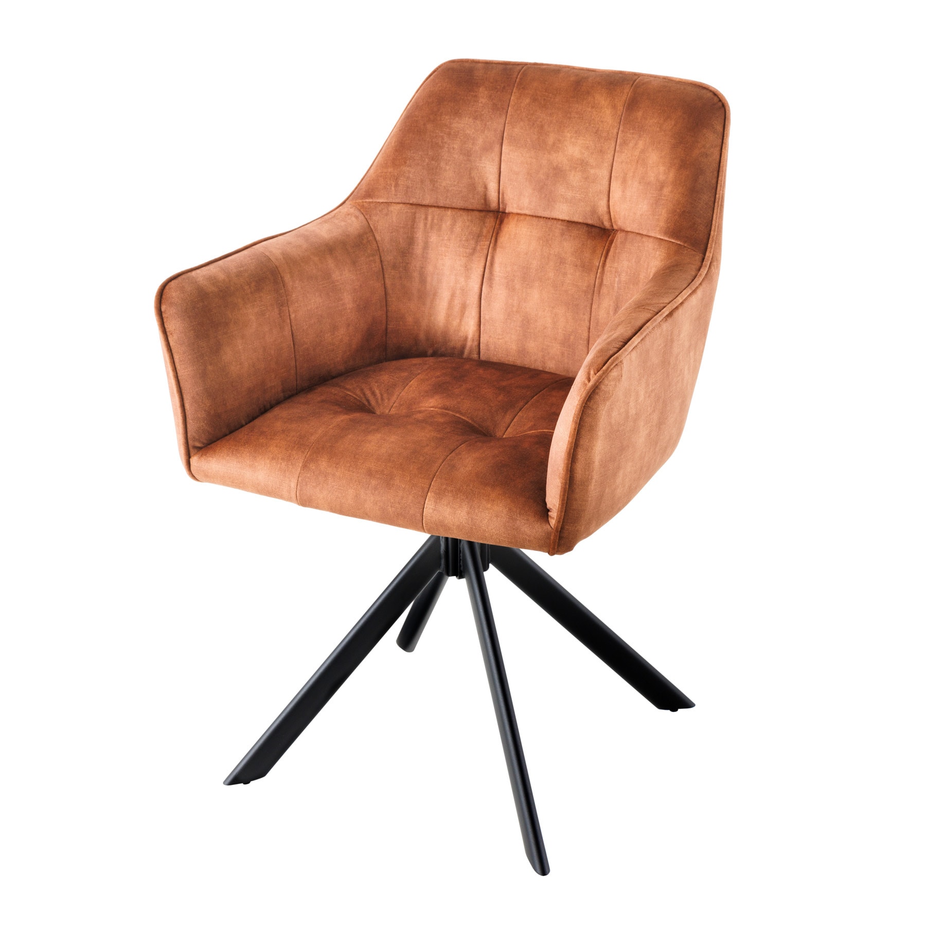 riess-ambiente Stuhl LOFT - kupferbraun Samt drehbar Metallgestell schwarz mit Armlehne 