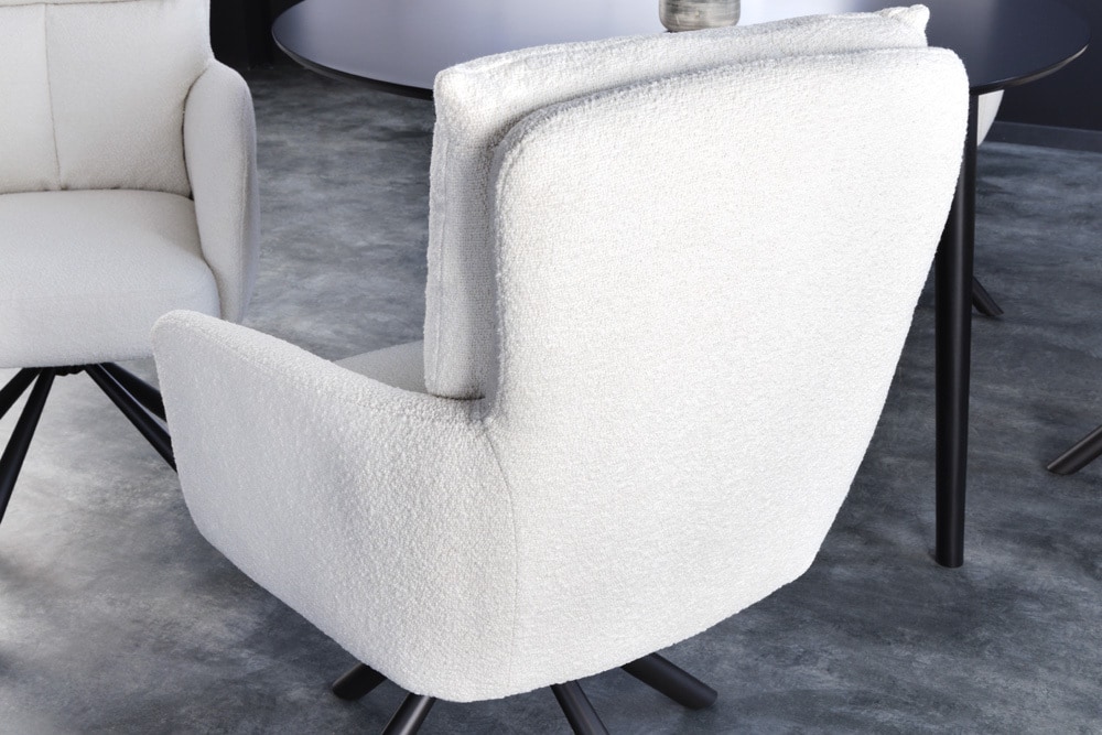 riess-ambiente Stuhl BIG GEORGE - drehbar Retro weiß Bouclé mit  