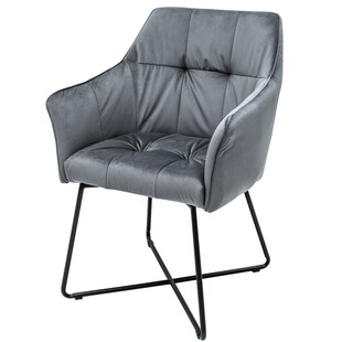 riess-ambiente Stuhl LOFT - Samt  silbergrau mit Armlehne 