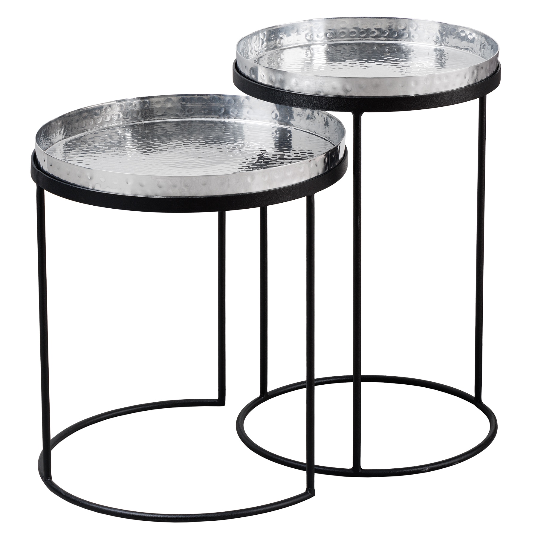 riess-ambiente Beistelltisch ELEMENTS - 2er Set 55cm silber Hammerschlag handmade rund 