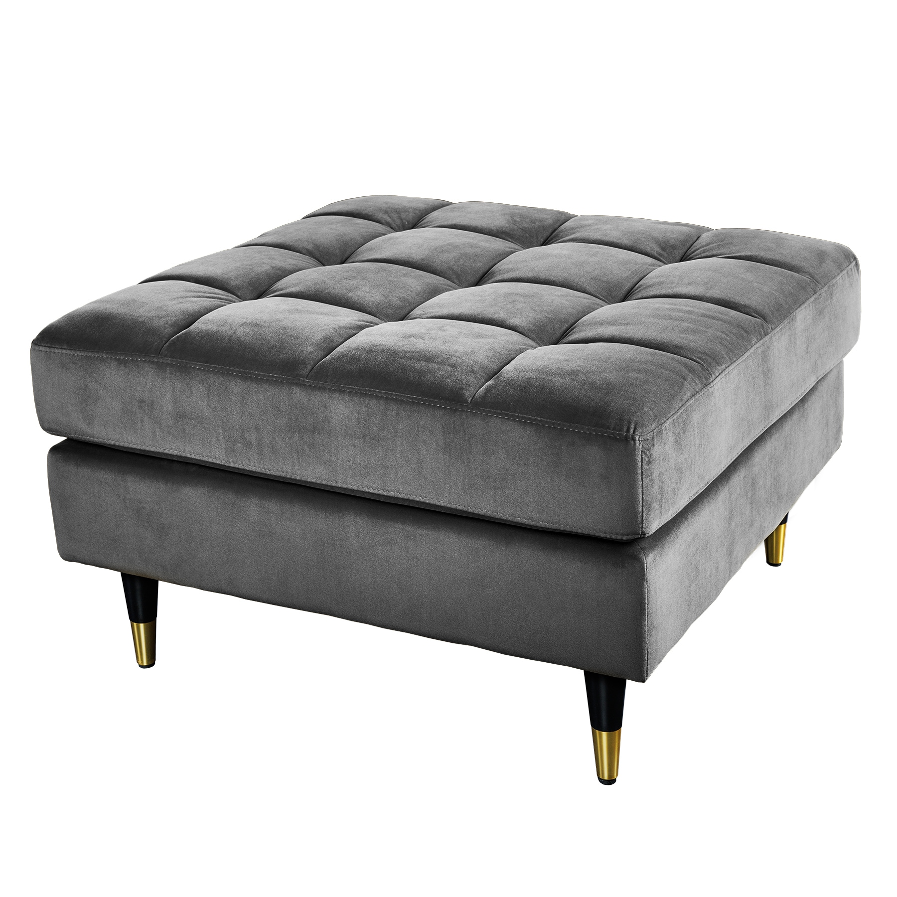 riess-ambiente Hocker COZY VELVET - 80cm grau Samt goldene F&uuml;&szlig;e 