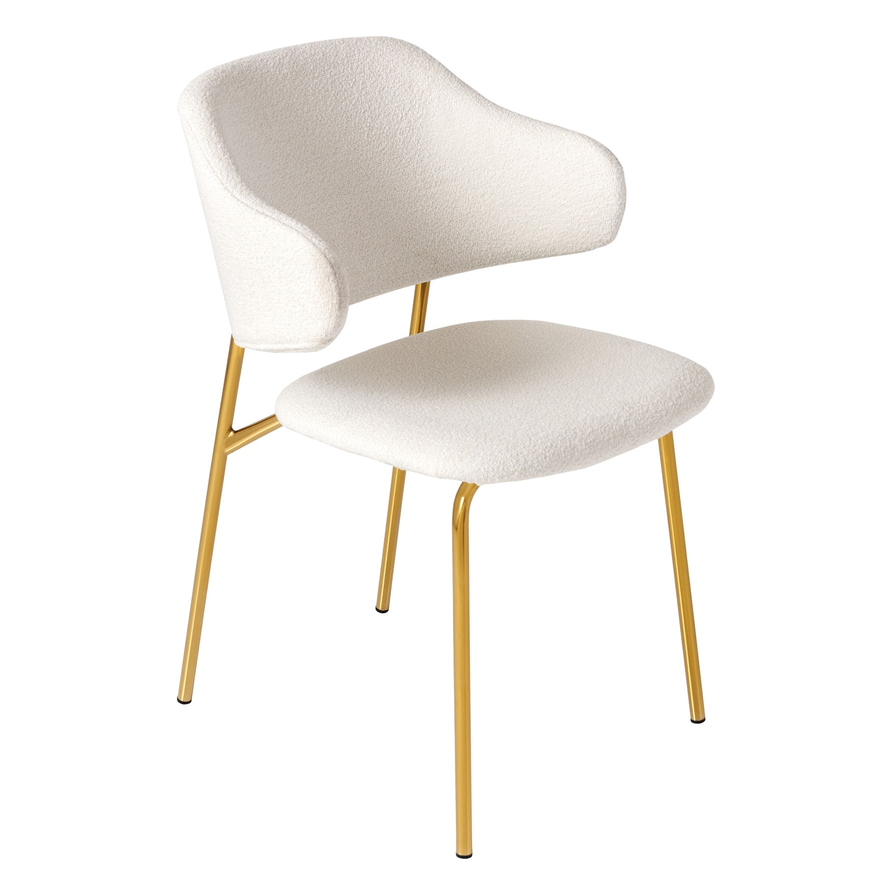 riess-ambiente Stuhl VOGUE - wei&szlig; Boucl&eacute; goldene Metallbeine 