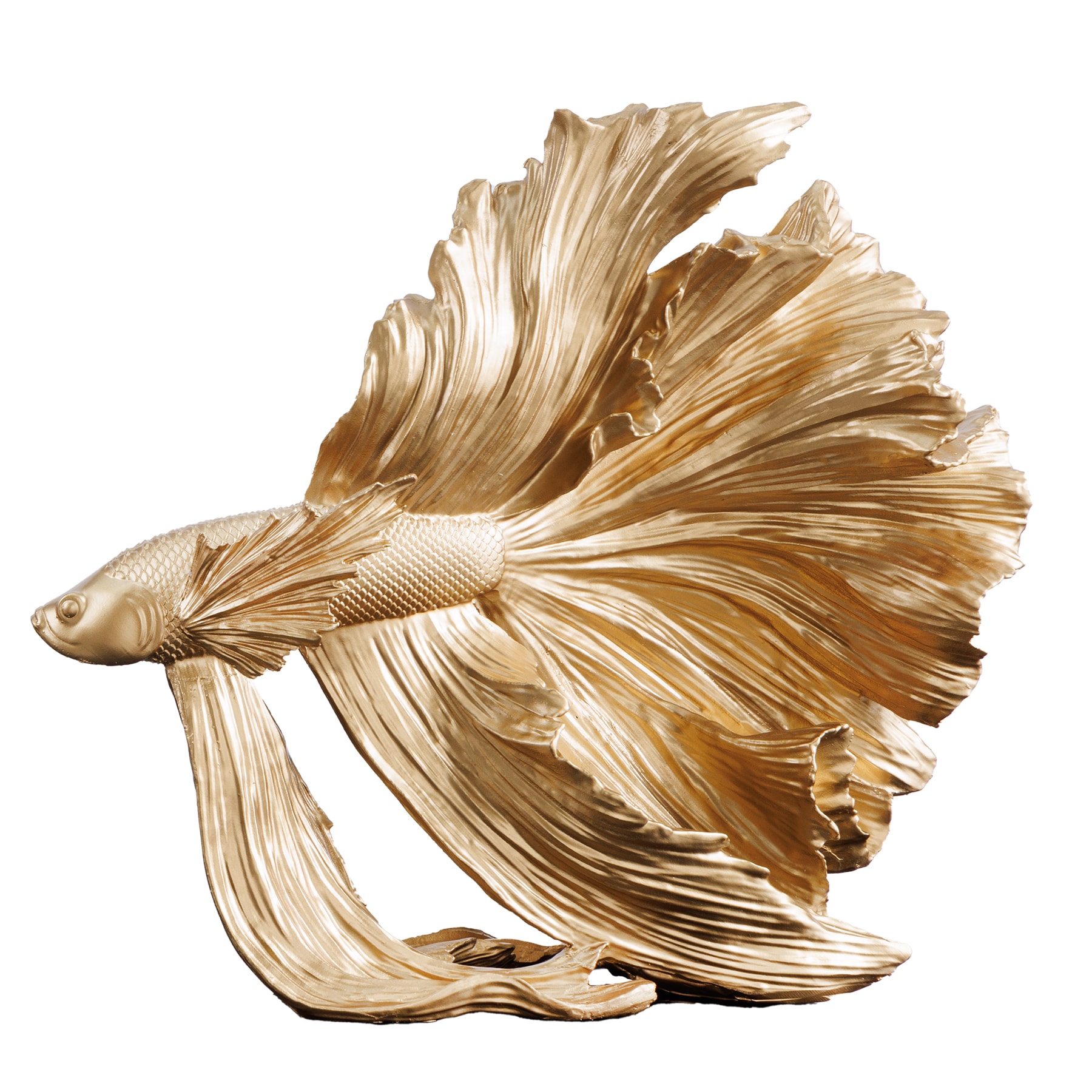 riess-ambiente Skulptur CROWNTAIL - Design Deko Figur Kampffisch 35cm gold Betta Fisch Skulptur 