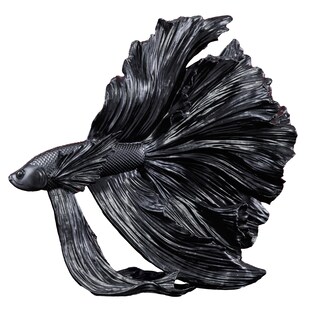 riess-ambiente Skulptur CROWNTAIL - Design Deko Figur Kampffisch35cm schwarz Betta Fisch Skulptur 