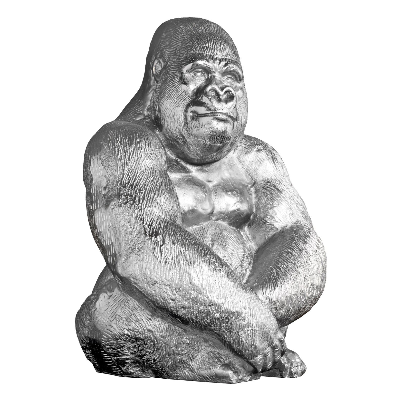riess-ambiente Gorillafigur KONG 40cm silber handmade Metall Skulptur Deko