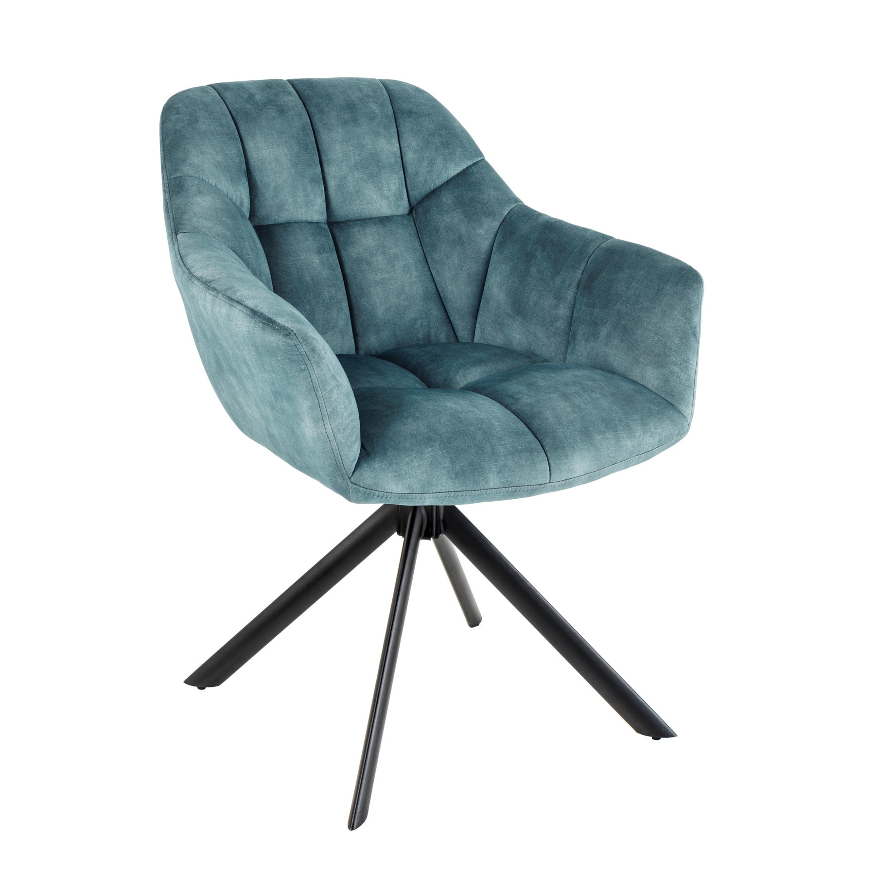 riess-ambiente Stuhl PAPILLON - drehbar petrol Samt schwarze Metallbeine Armlehnen 