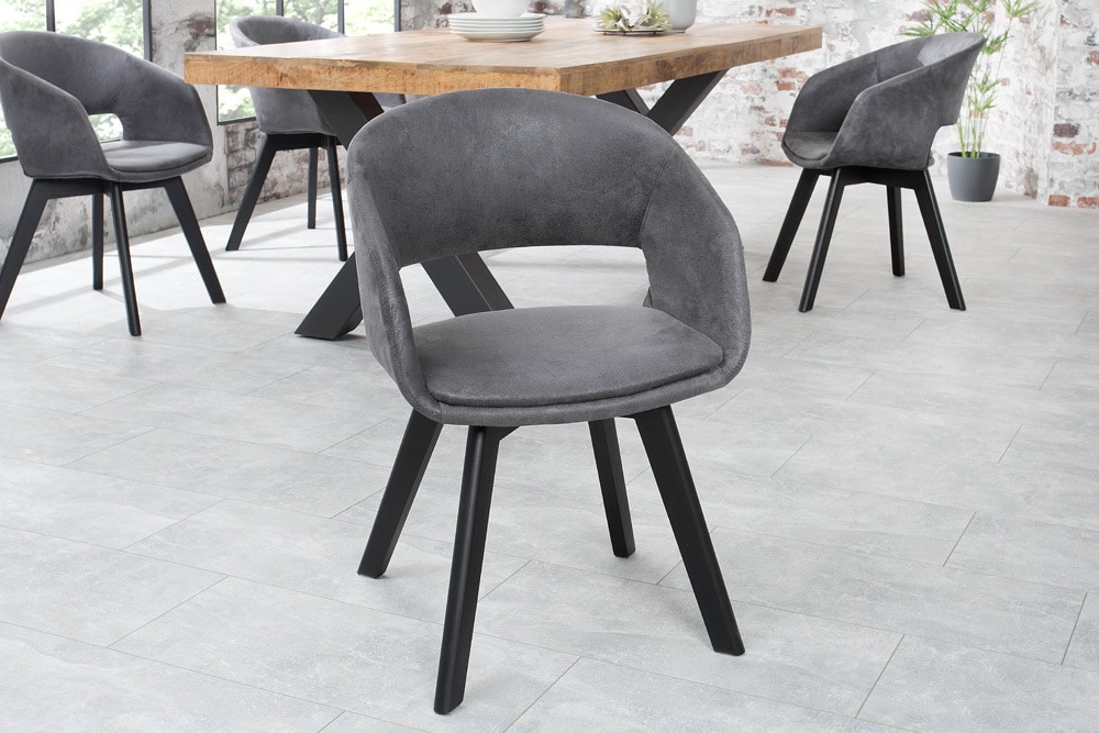 riess-ambiente Stuhl NORDIC STAR - antik grau Microfaser 