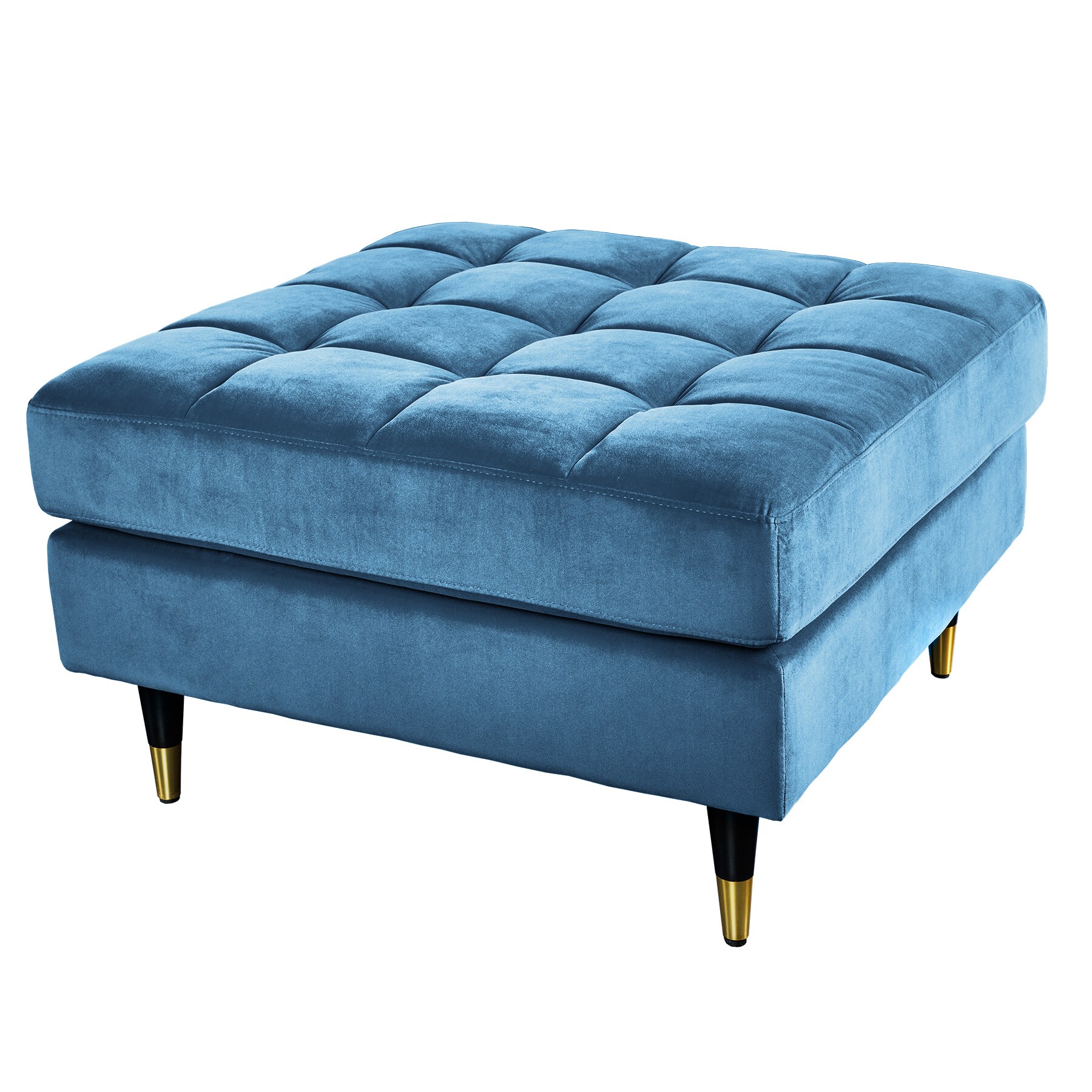 riess-ambiente Hocker COZY VELVET - 80cm petrol blau gold Samt Metallf&uuml;&szlig;e 