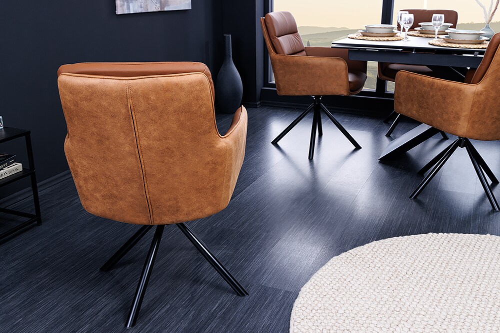 riess-ambiente Stuhl BIG GEORGE - cognac Echtleder Microfaser mit  