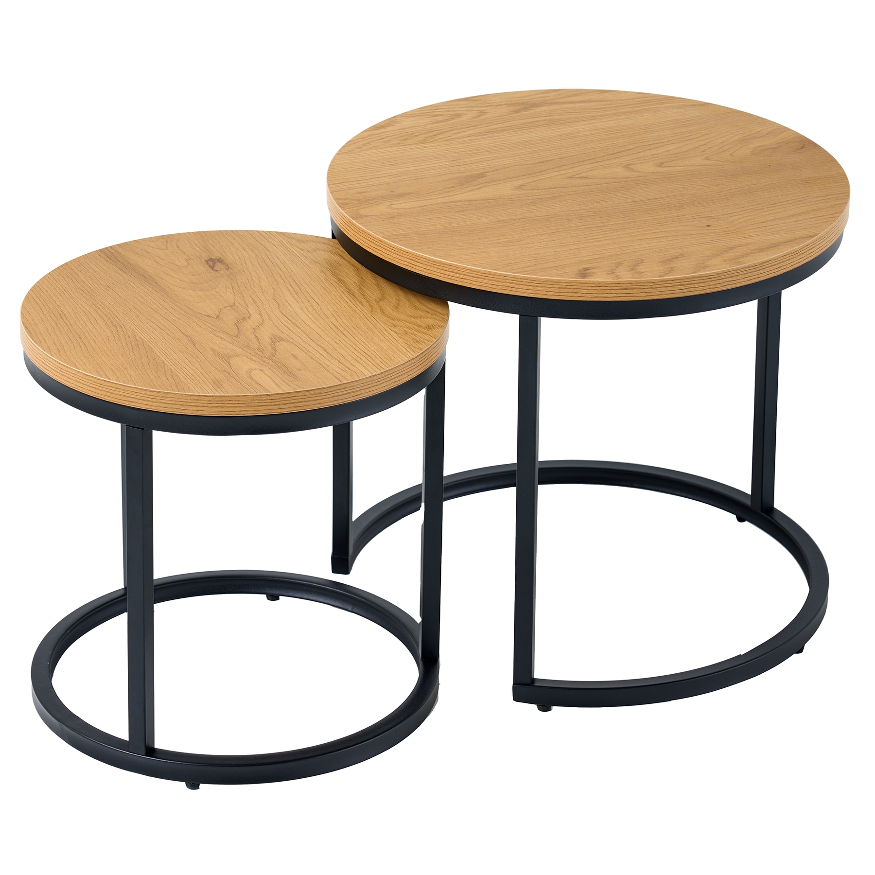 riess-ambiente Beistelltische 2er Set ELEGANCE - rund 45cm natur Wildeiche-Design Holz schwarzes Metallgestell 