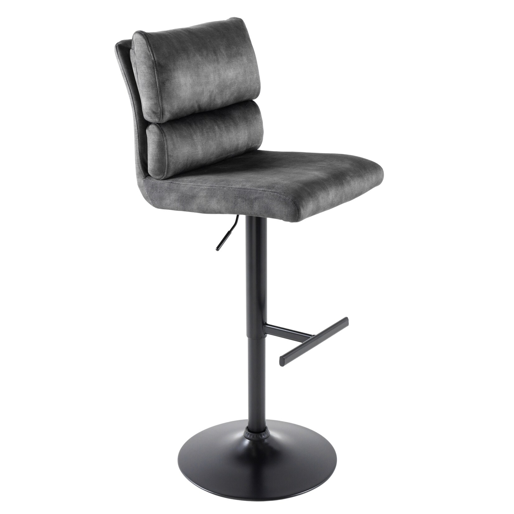 Barhocker COMFORT - höhenverstellbar dunkelgrau Samt schwenkbar Barstuhl Fußablage