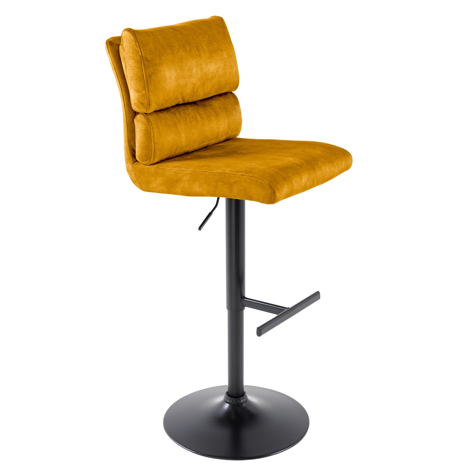 Barhocker COMFORT - höhenverstellbar senfgelb Samt schwenkbar Barstuhl Fußablage