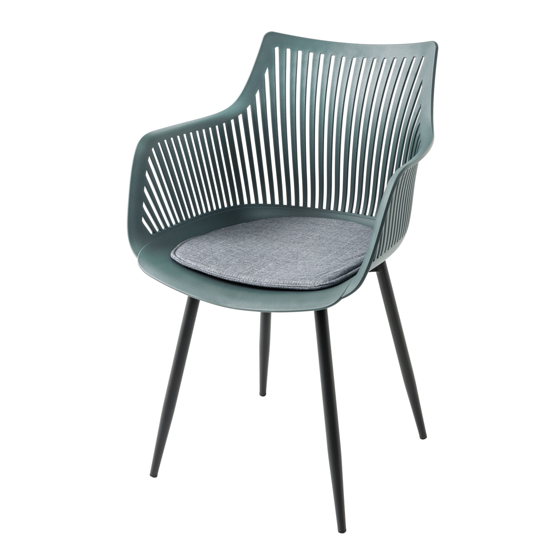 riess-ambiente Stuhl SIGNUM - modern salbei schwarz Kunststoff Gartenstuhl Indoor Outdoor mit Armlehnen 