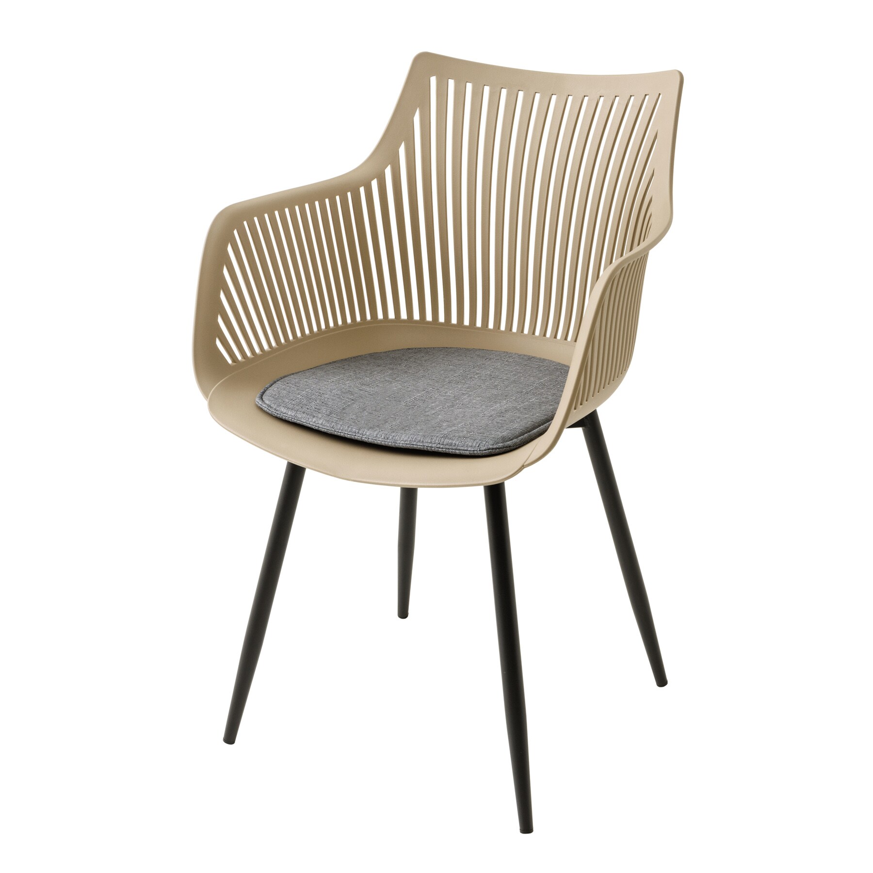 riess-ambiente Stuhl SIGNUM - modern greige schwarz Kunststoff K&uuml;chenstuhl Indoor Outdoor mit Armlehnen 