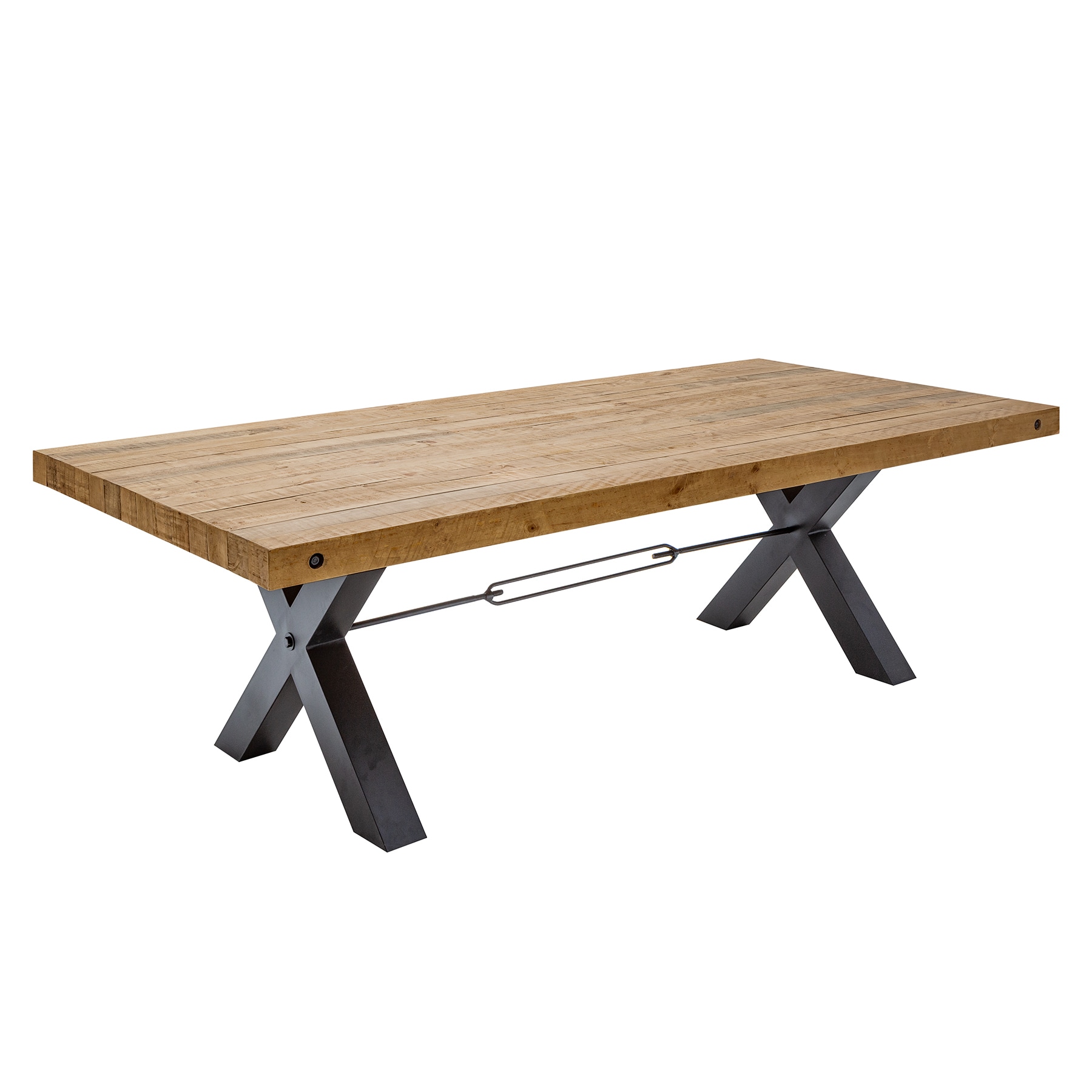 riess-ambiente Esstisch THOR - 200cm vintage braun Pinie recycelt Industrial Design Eisen X-Gestell 