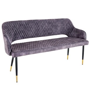 riess-ambiente Sitzbank PARIS - 160cm grau Samt Rückenlehne goldene Fußkappen Retro Metallbeine 