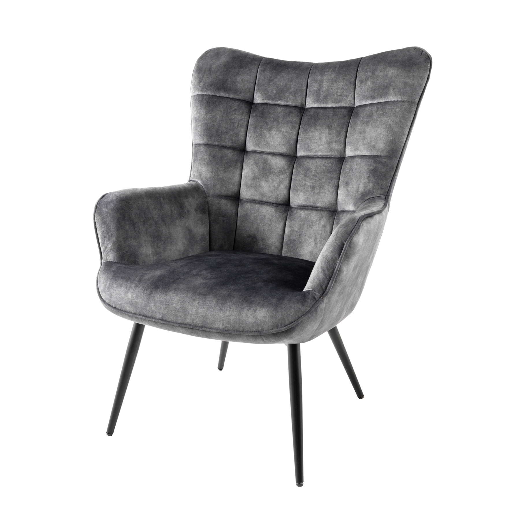 riess-ambiente Sessel SCANDINAVIA - modern champagner beige Samt schwarze Metallbeine mit Armlehne 