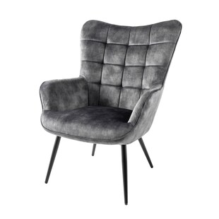 riess-ambiente Sessel SCANDINAVIA - modern champagner beige Samt schwarze Metallbeine mit Armlehne 