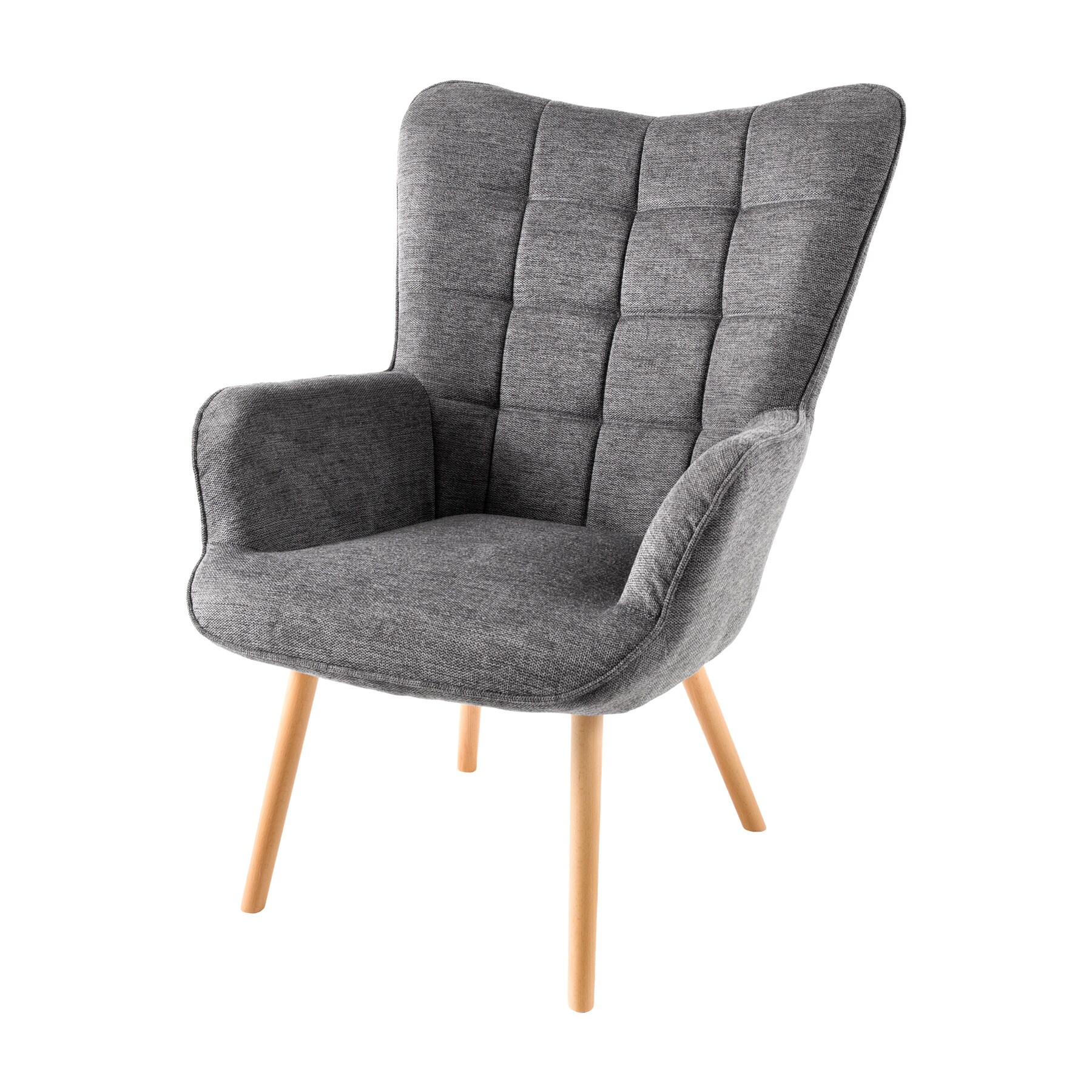 riess-ambiente Sessel SCANDINAVIA - grau Strukturstoff Massivholz-Beine mit Armlehnen modern 