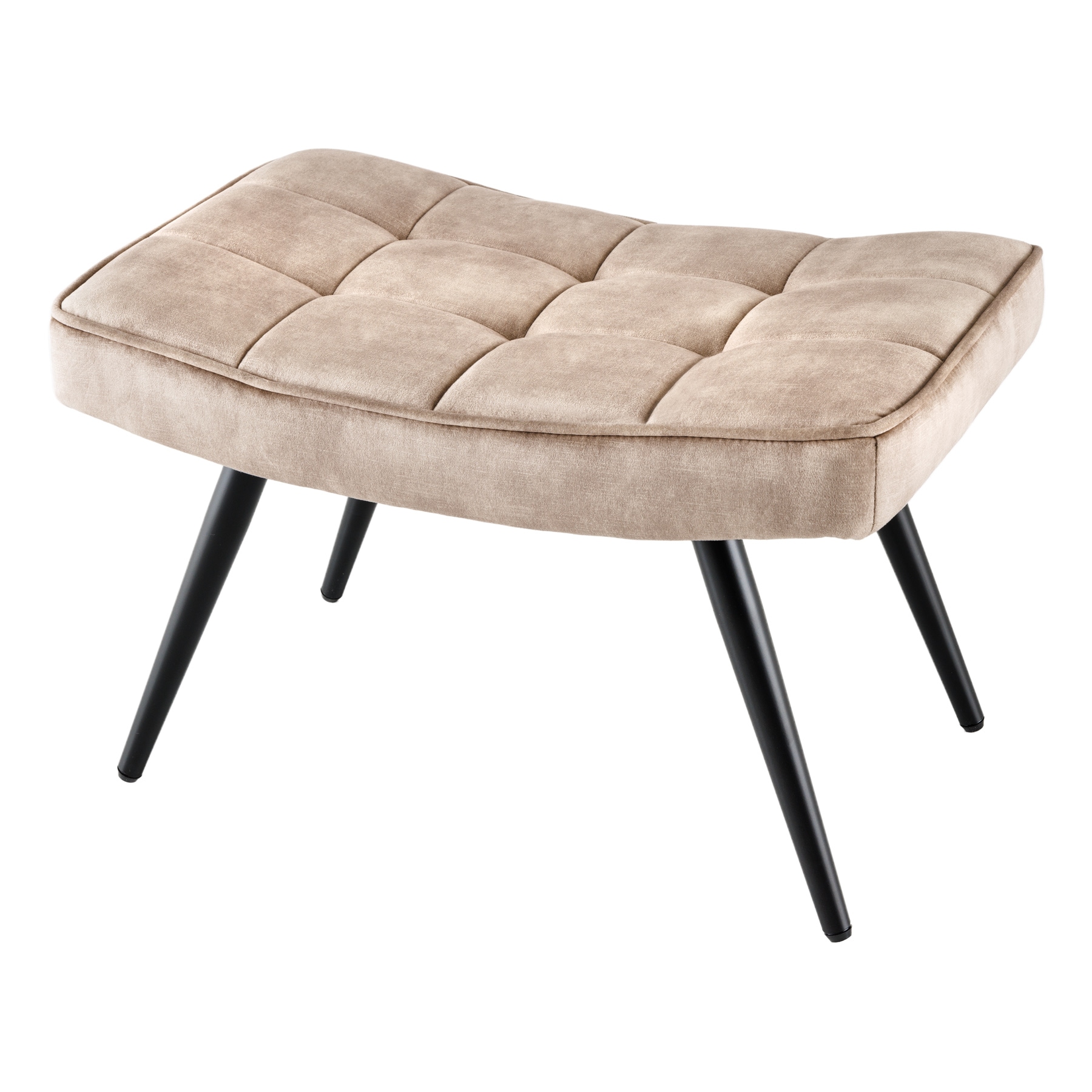 riess-ambiente Hocker SCANDINAVIA - modern champagner beige Samt schwarze Metallbeine Fu&szlig;hocker 