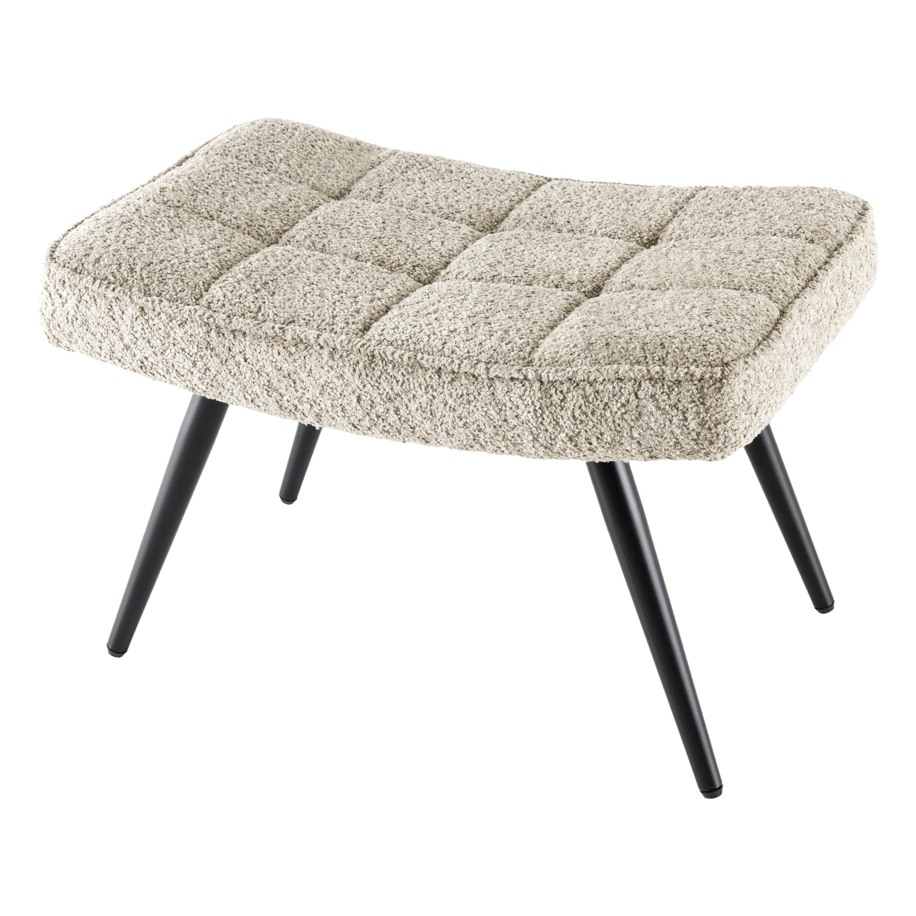 riess-ambiente Hocker SCANDINAVIA - modern champagner greige Boucl&eacute; schwarze Metallbeine Fu&szlig;hocker 