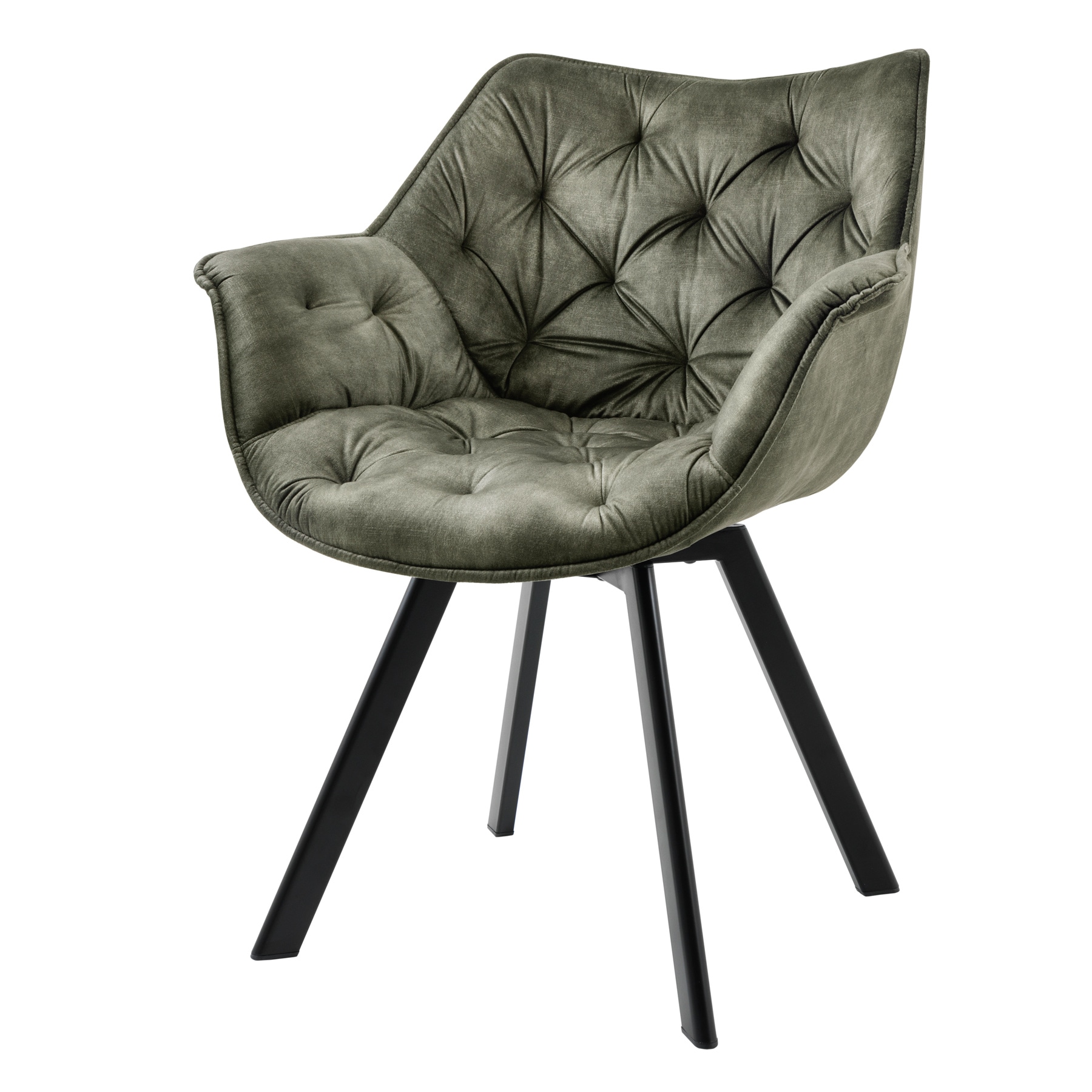 riess-ambiente Stuhl THE DUTCH COMFORT - drehbar dunkelgr&uuml;n Samt mit Armlehnen Modern Design Metallbeine 