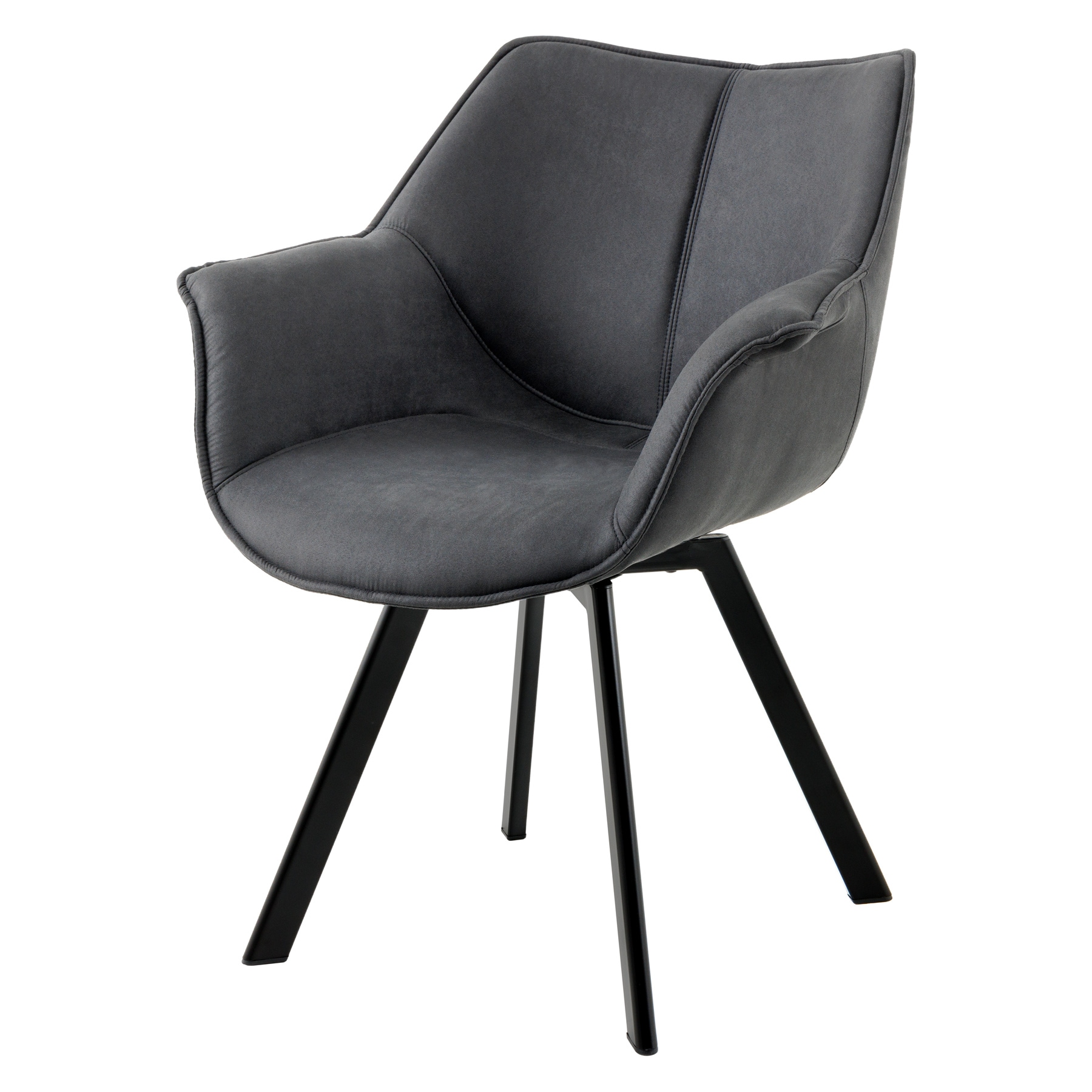 riess-ambiente Stuhl THE DUTCH RETRO - antik grau Microfaser mit Armlehnen Modern Design drehbar 