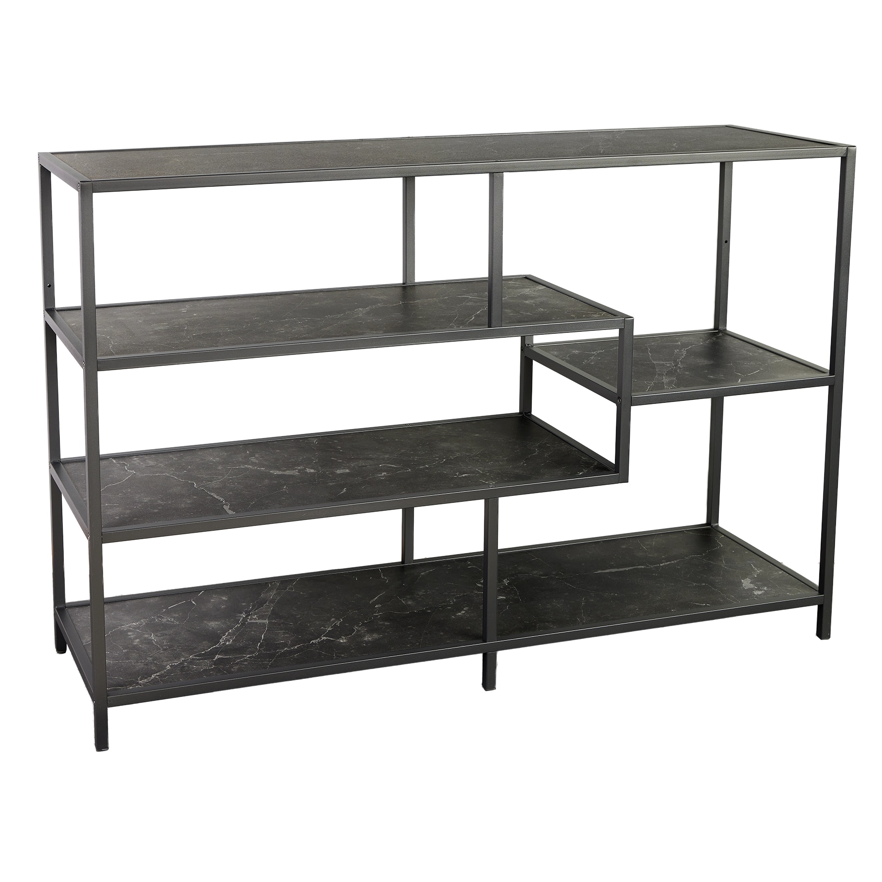 riess-ambiente B&uuml;cherregal SLIM LINE - 115cm anthrazit schwarz Marmor-Design Metall modern 