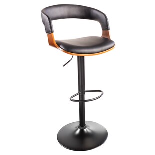 riess-ambiente Barhocker MANHATTAN - Retro schwarz Kunstleder Walnussholz mit Lehne drehbar höhenverstellbar 