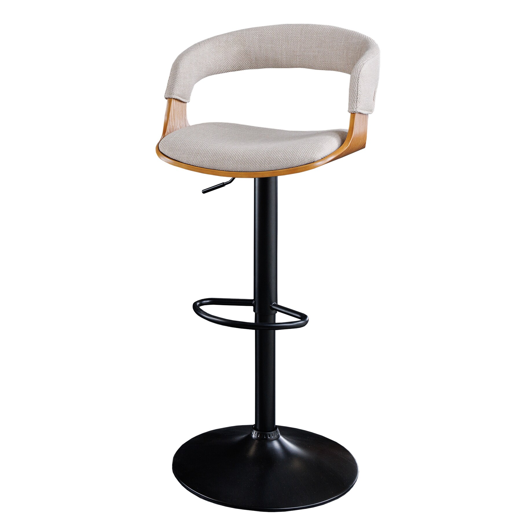 riess-ambiente Barhocker MANHATTAN - Retro beige Strukturstoff Massivholz mit Lehne drehbar h&ouml;henverstellbar 