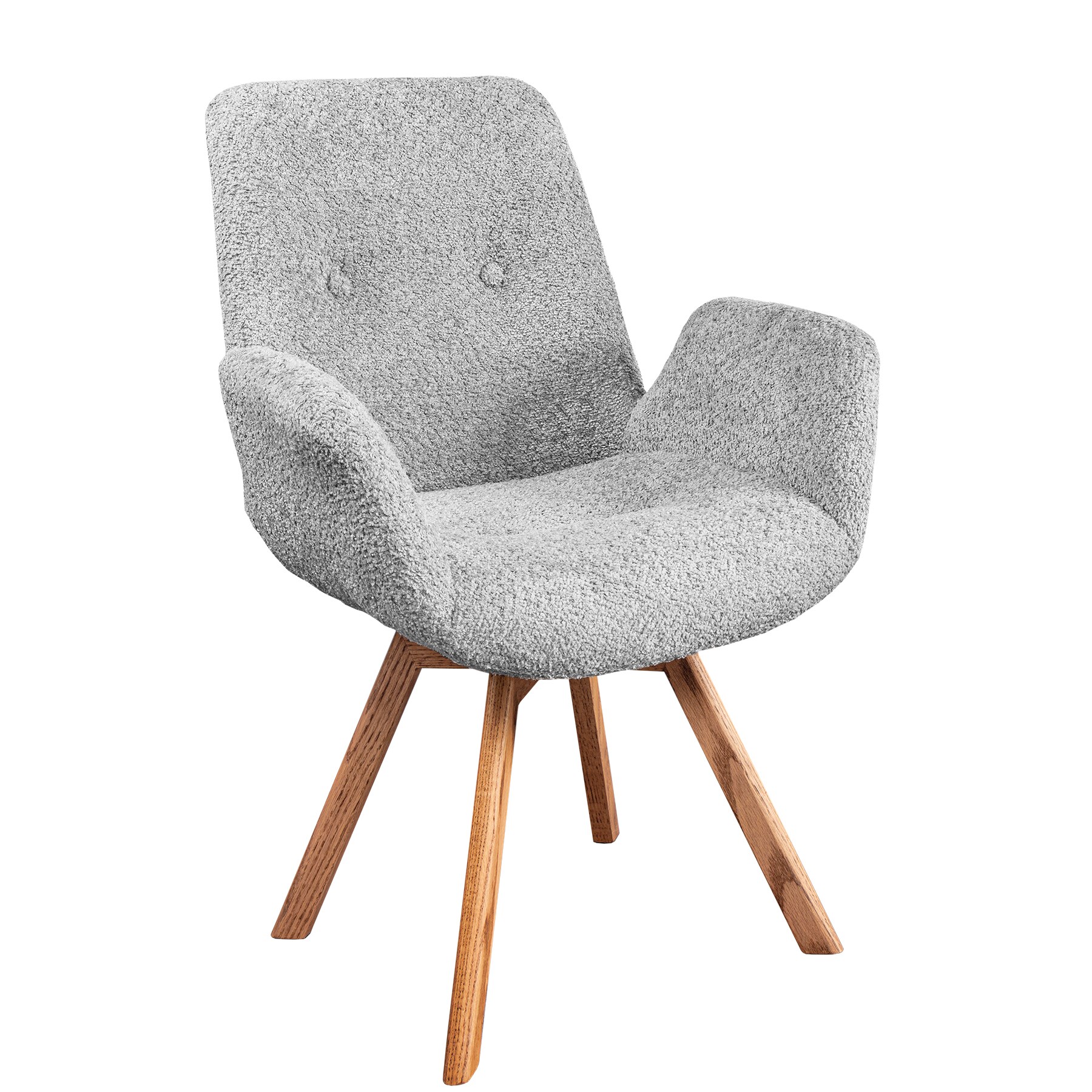 riess-ambiente Stuhl BALTIC - drehbar grau Boucl&eacute; natur Eiche Massivholz-Beine mit Armlehne 