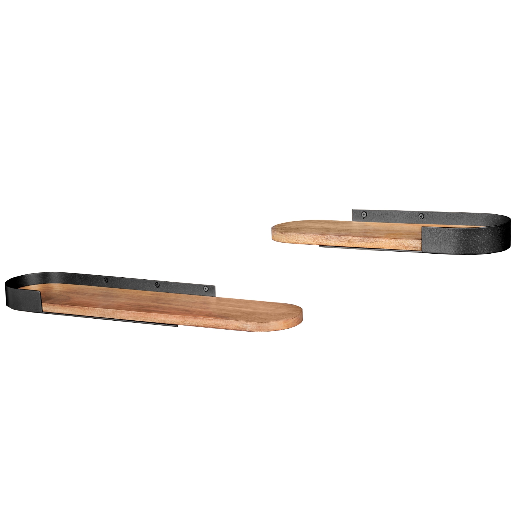 riess-ambiente Wandregal PURE NATURE - modern 2er Set 60cm schwarz Mangoholz massiv Metall handmade 