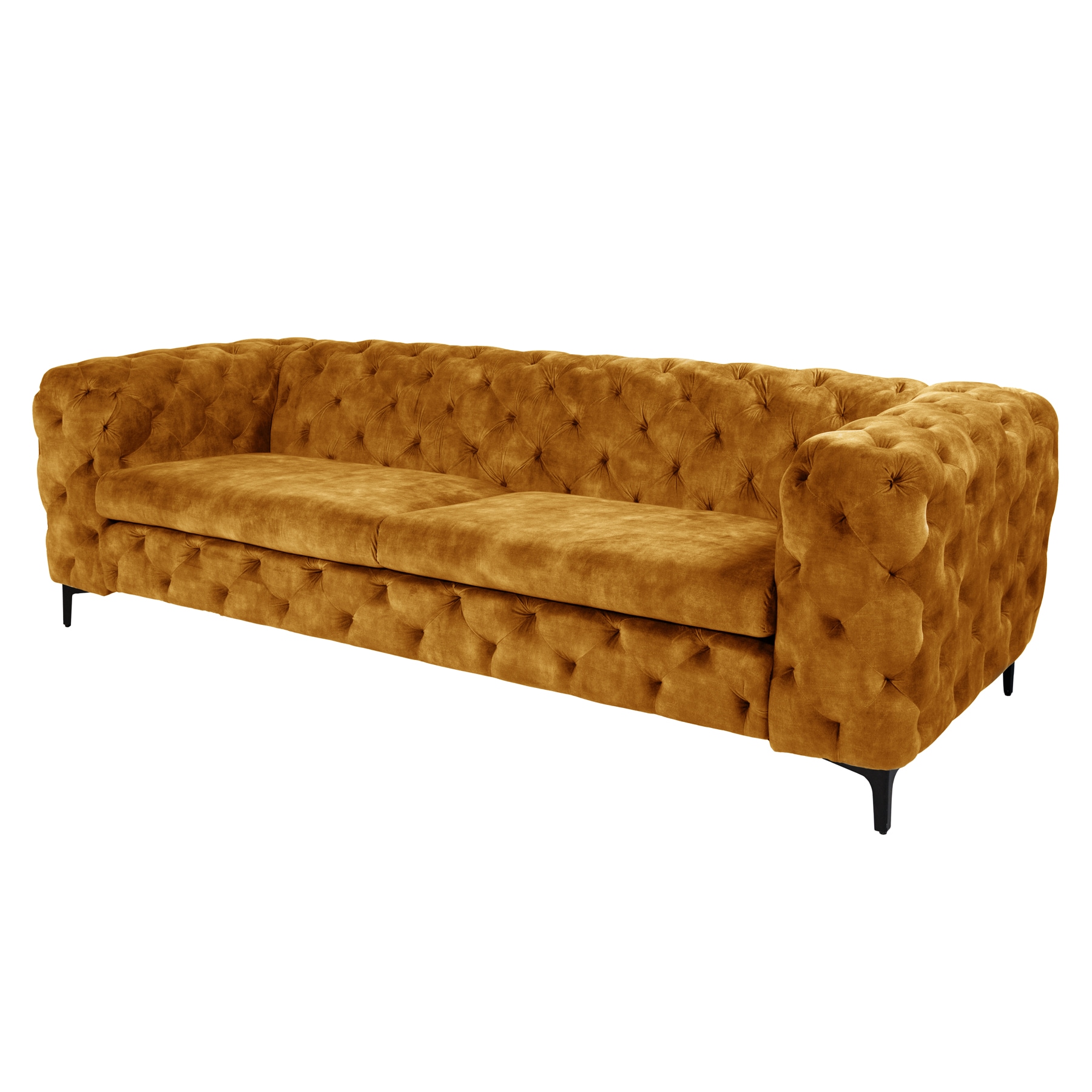 riess-ambiente Chesterfield Sofa MODERN BAROCK 235cm senfgelb Samt 3-Sitzer Couch Federkern 